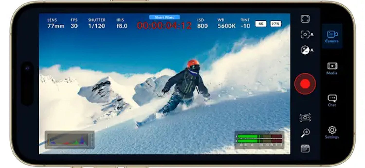 Optagelse med Blackmagic Cam. Kontrollér alt i realtid, mens du optager din video.